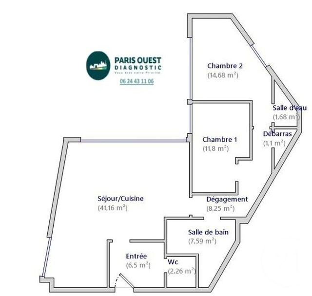 Appartement F3 &agrave; louer - 3 pi&egrave;ces - 95,02 m2 - Paris - 75014 - ILE-DE-FRANCE