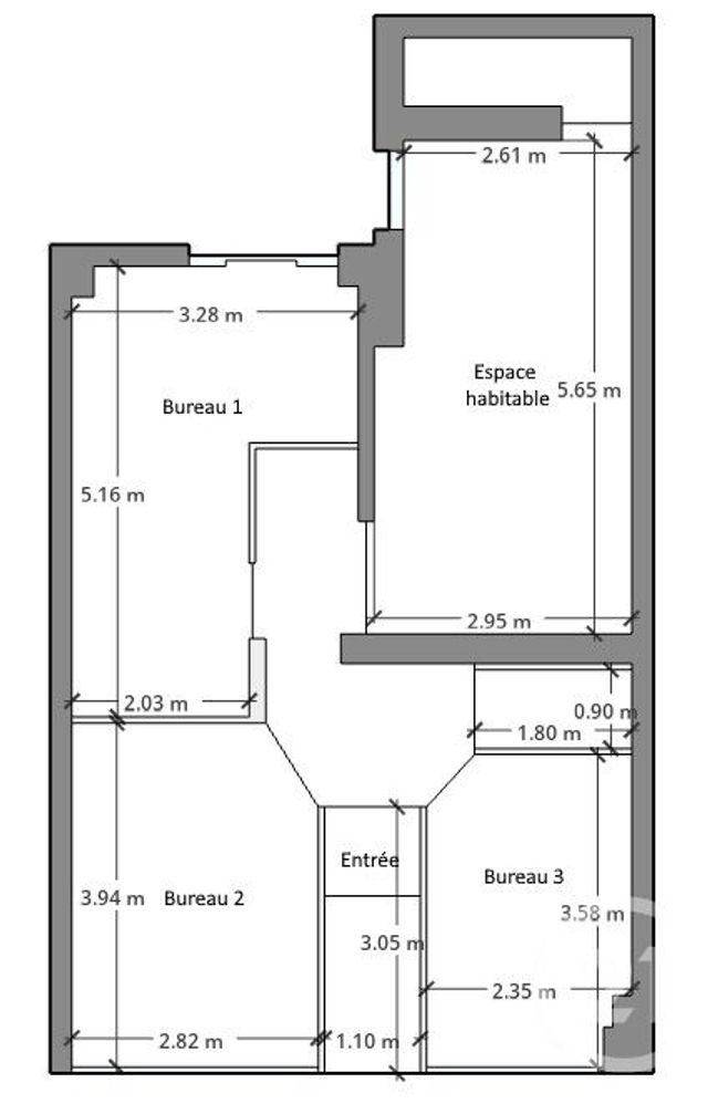 Appartement Local &agrave; vendre - 4 pi&egrave;ces - 57,66 m2 - Paris - 75013 - ILE-DE-FRANCE