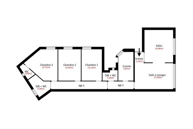 Appartement F5 &agrave; vendre - 5 pi&egrave;ces - 104 m2 - Paris - 75013 - ILE-DE-FRANCE