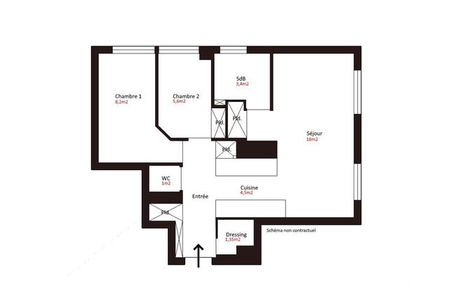 Appartement F3 &agrave; vendre - 3 pi&egrave;ces - 47 m2 - Paris - 75013 - ILE-DE-FRANCE