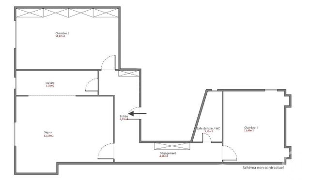 Appartement F3 &agrave; vendre - 3 pi&egrave;ces - 56 m2 - Paris - 75014 - ILE-DE-FRANCE