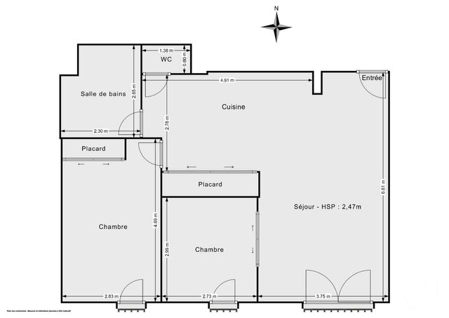 Appartement F3 &agrave; vendre - 3 pi&egrave;ces - 63 m2 - Paris - 75010 - ILE-DE-FRANCE