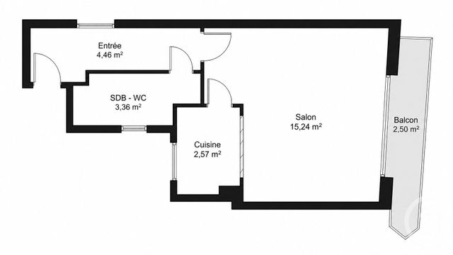 Appartement F1 &agrave; vendre - 1 pi&egrave;ce - 25,63 m2 - Paris - 75015 - ILE-DE-FRANCE