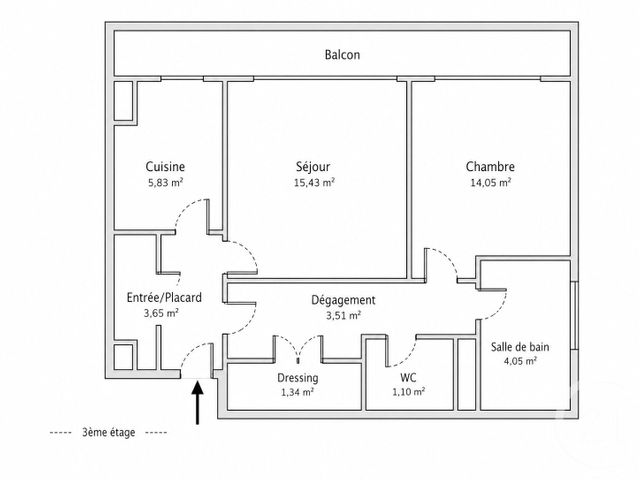 Appartement F2 &agrave; vendre - 2 pi&egrave;ces - 49,80 m2 - Paris - 75015 - ILE-DE-FRANCE